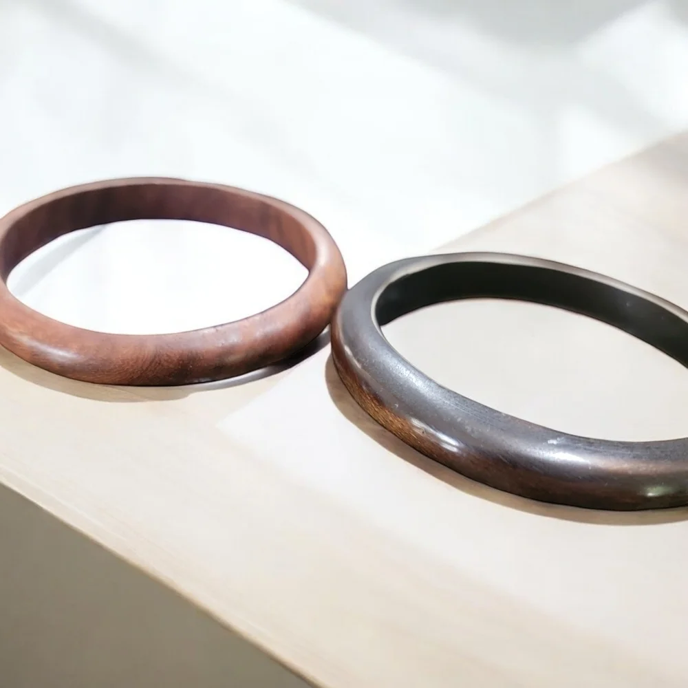 Bundle of 2 brown wooden bangles